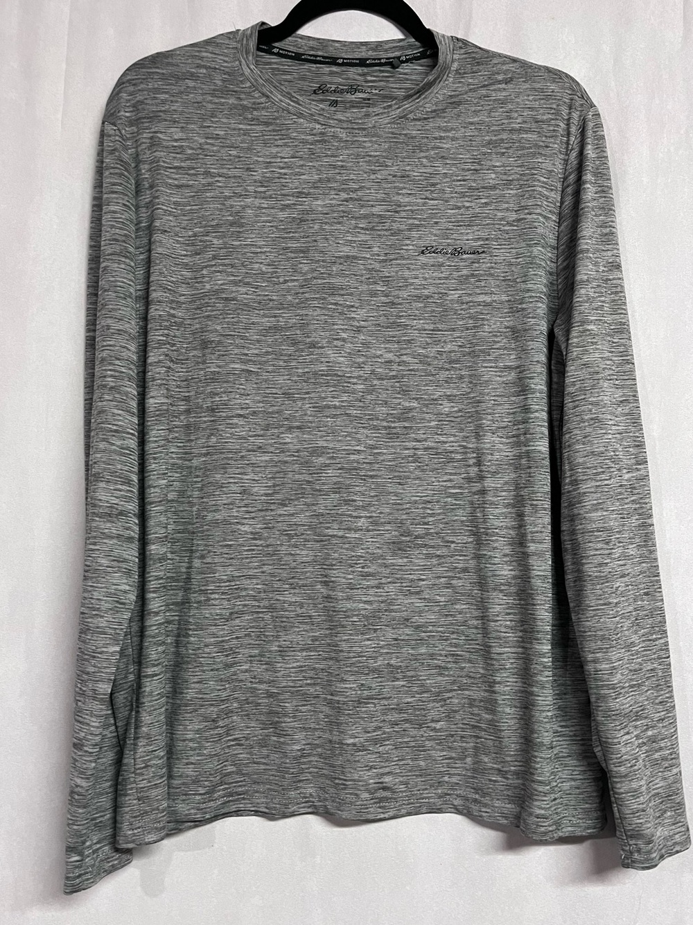 Eddie Bauer Men's Long-Sleeve Heather Gray Crew Neck Performance Shirt